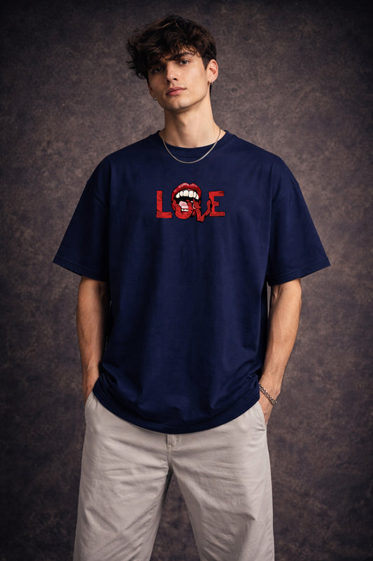 I’m Addicted To You – Navy Blue Oversized T-Shirt