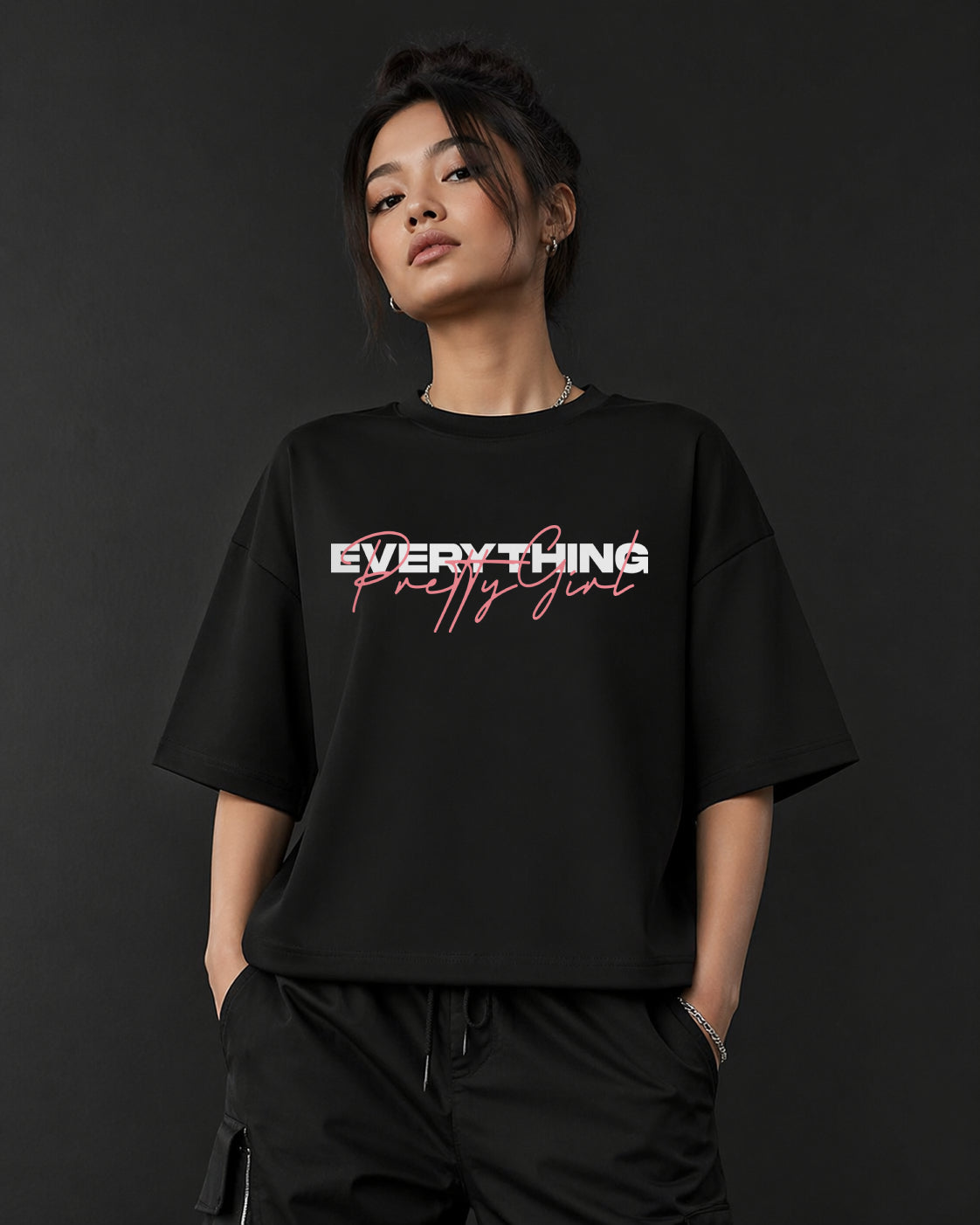 Everything Pretty Girl Graphic – Black Unisex Oversized T-Shirt