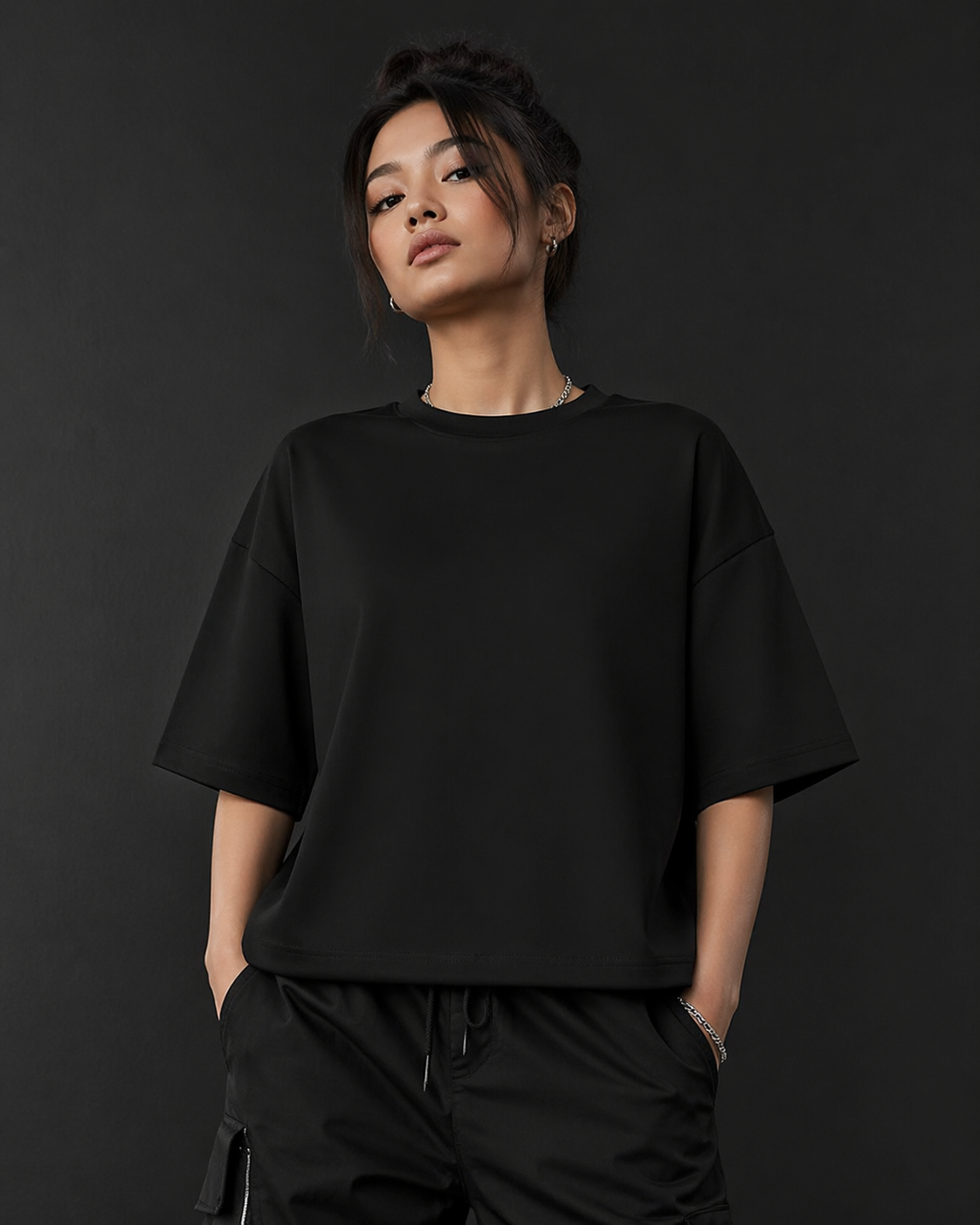 Unisex Plain Oversized T shirt - Black