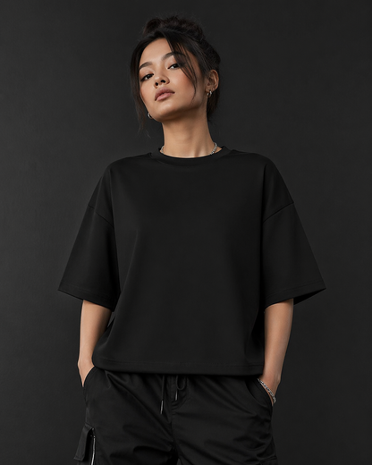 Unisex Plain Oversized T shirt - Black
