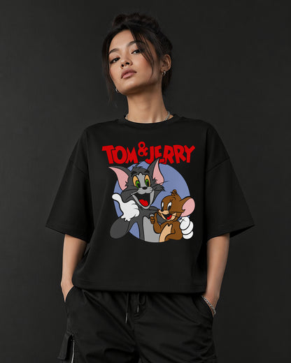 Tom & Jerry - Black Oversized Unisex T-Shirt