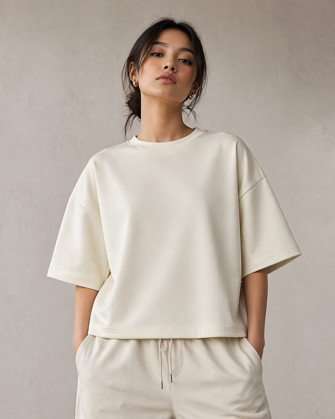 Unisex Plain Oversized T shirt -  Off White