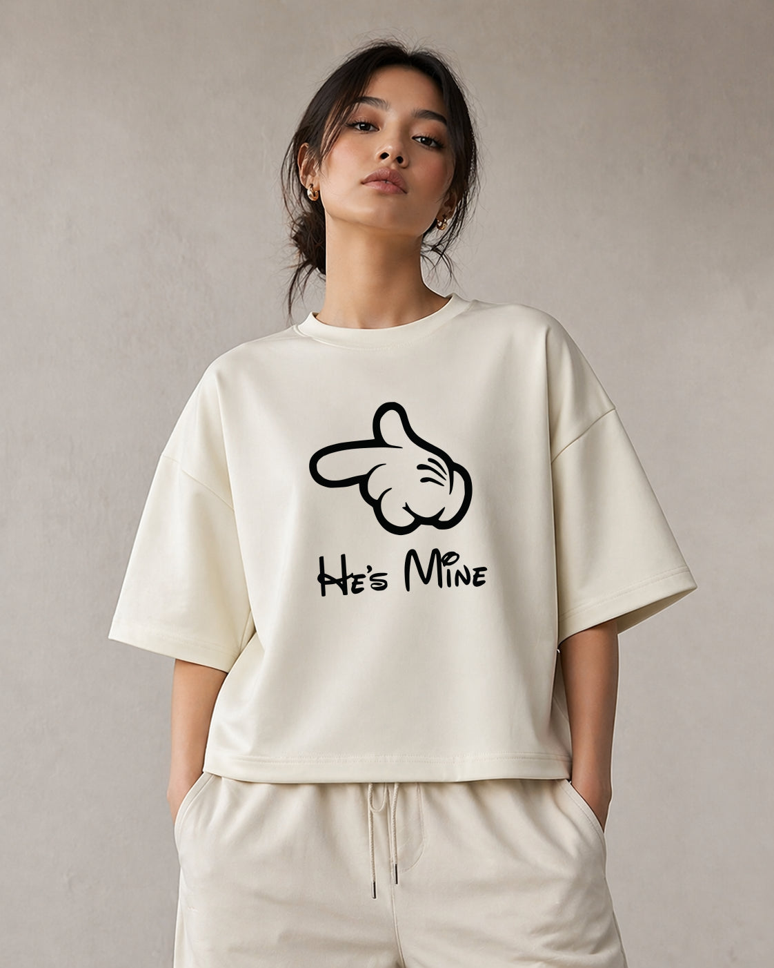 He’s Mine - Off White Oversized Unisex T-Shirt