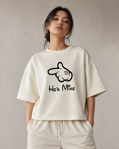 He’s Mine - Off White Oversized Unisex T-Shirt