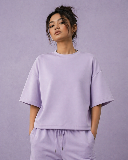 Unisex Plain Oversized T shirt - Lilac
