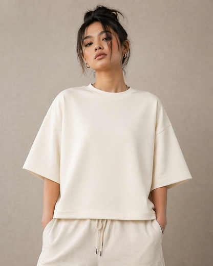Unisex Plain Oversized T shirt - Off White