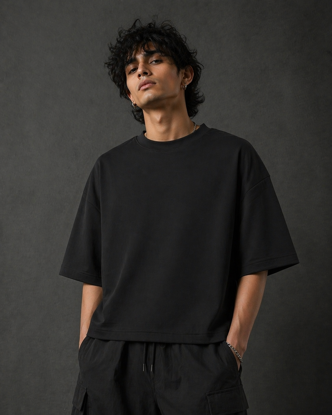 Unisex Plain Oversized T shirt - Black
