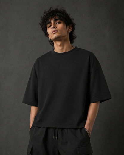 Unisex Plain Oversized T shirt - Black