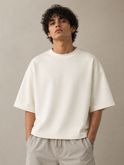 Unisex Plain Oversized T shirt -  Off White