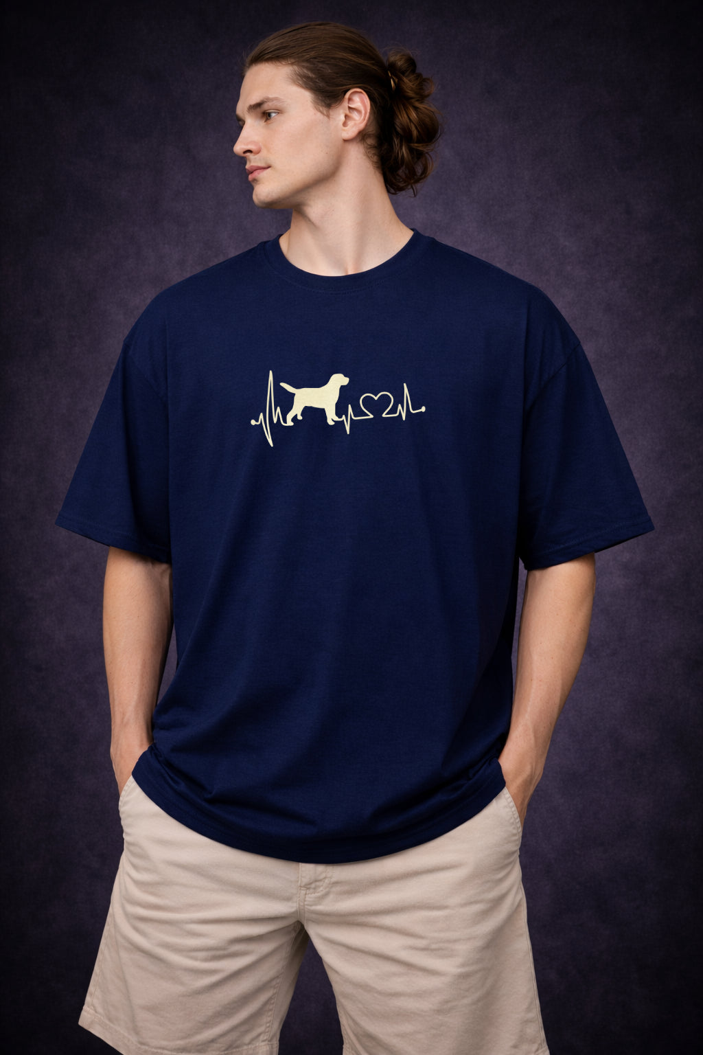 Neon Shepherd – Deep Navy Oversized Men's T-Shirt