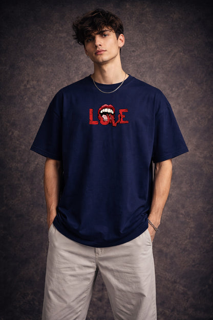I’m Addicted To You – Navy Blue Oversized T-Shirt