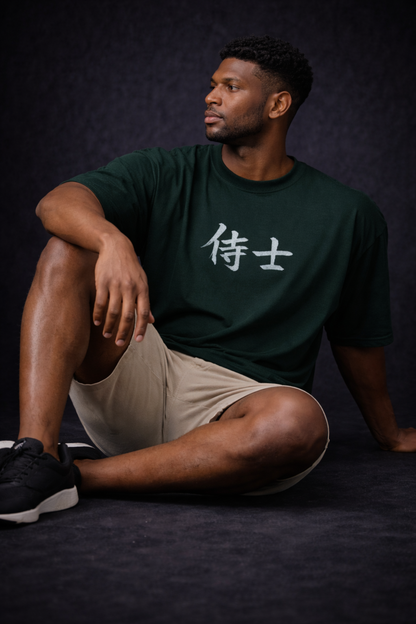 Samurai Geisha Art – Forest Green Oversized Men's  T-Shirt