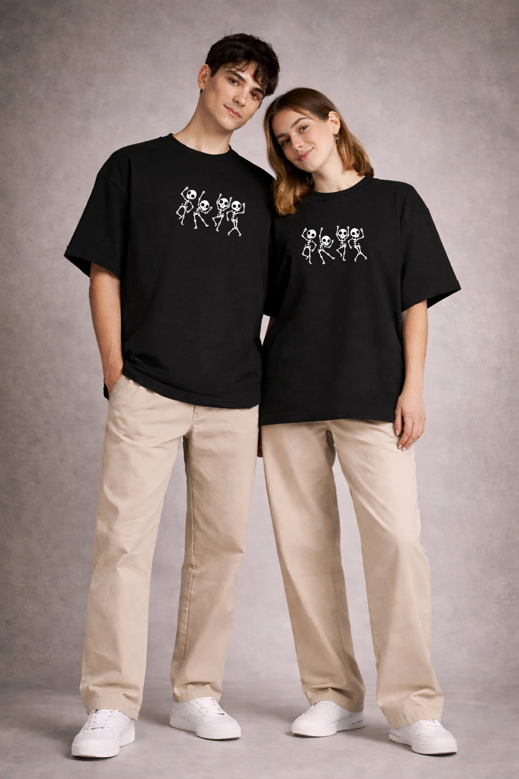 Dancing Skeletons - Black Oversized Unisex T-Shirt