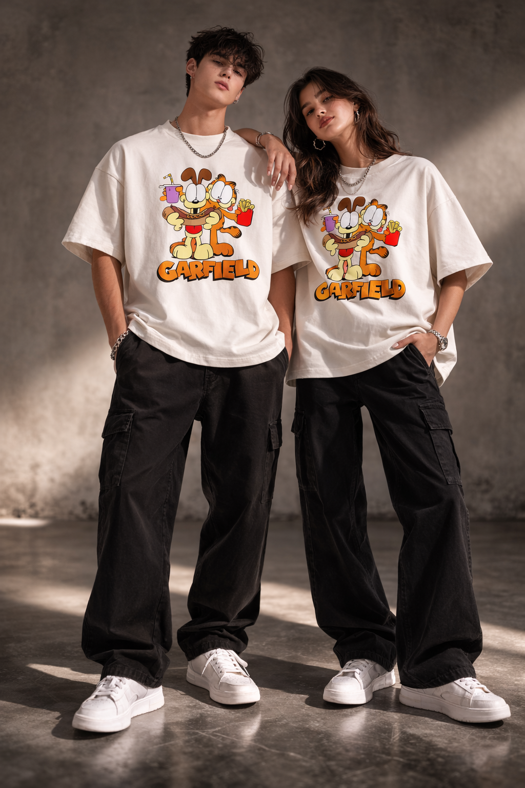 Garfield - Off-White Oversized Unisex T-Shirt
