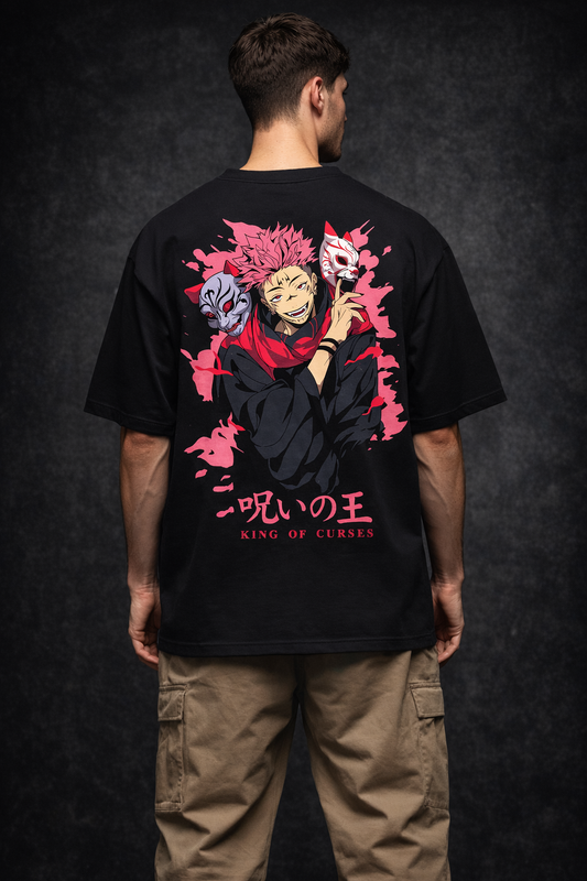 King of Curses – Midnight Black Oversized Men's T-Shirt