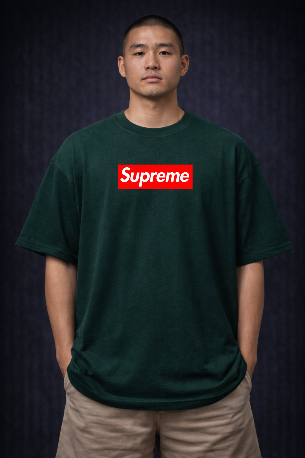Mona Lisa Street Art – Forest Green Oversized Men's T-Shirt
