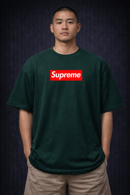Mona Lisa Street Art – Forest Green Oversized Men's T-Shirt