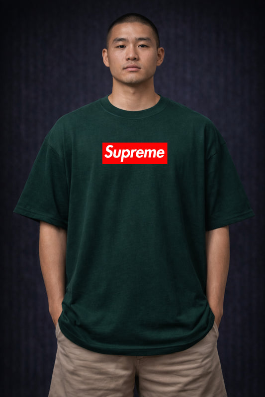 Mona Lisa Street Art – Forest Green Oversized Men's T-Shirt