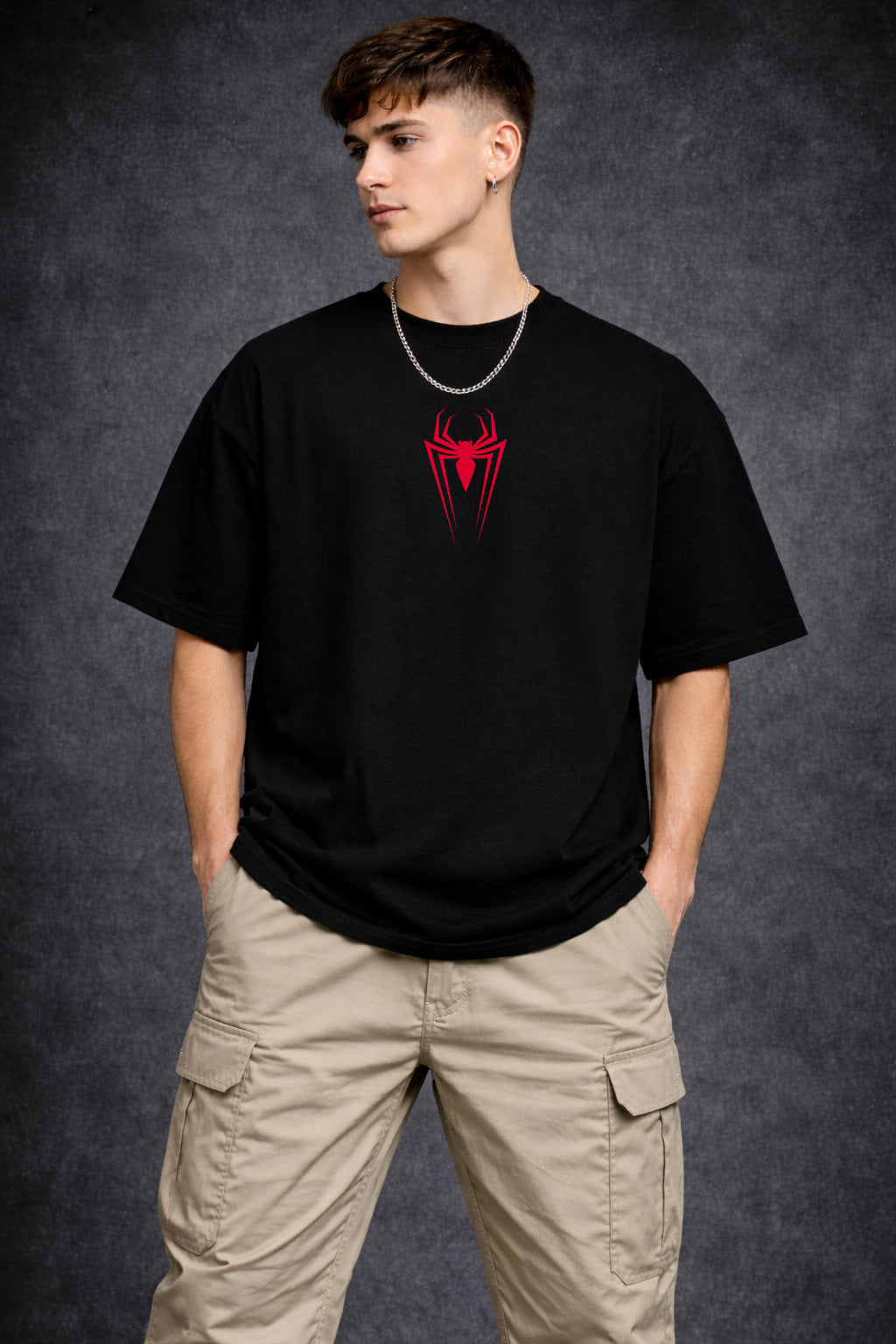 Spider Punk – Midnight Black Oversized Men's  T-Shirt