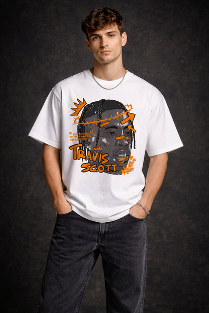 Travis Scott – White Oversized Men's  T-Shirt