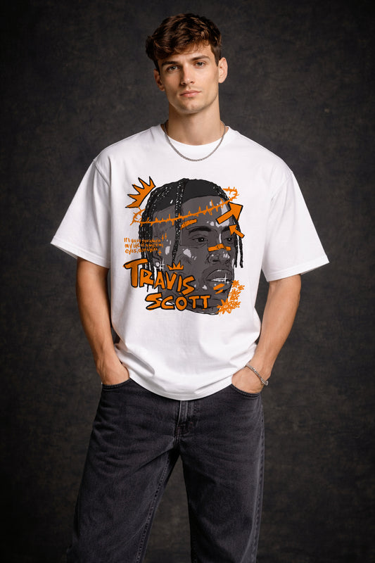 Travis Scott – White Oversized Men's  T-Shirt