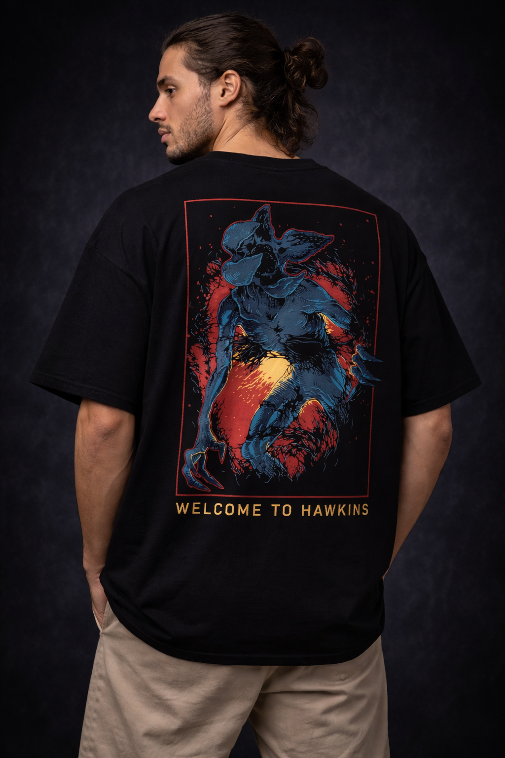 Welcome to Hawkins – Midnight Black Oversized Men's  T-Shirt
